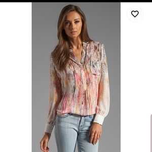 Haute Hippie Henley Blouse 100% Silk Size M